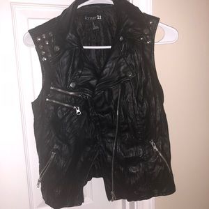 Faux leather vest